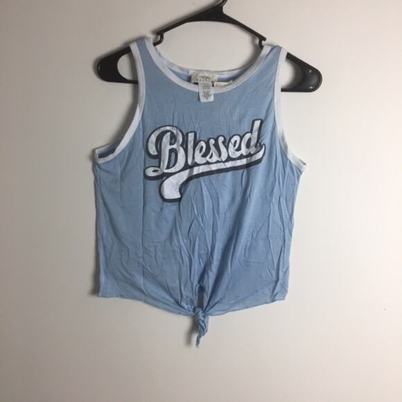 Revive Blessed Front Tie Tank Blue White Medium - Picture 6 of 14